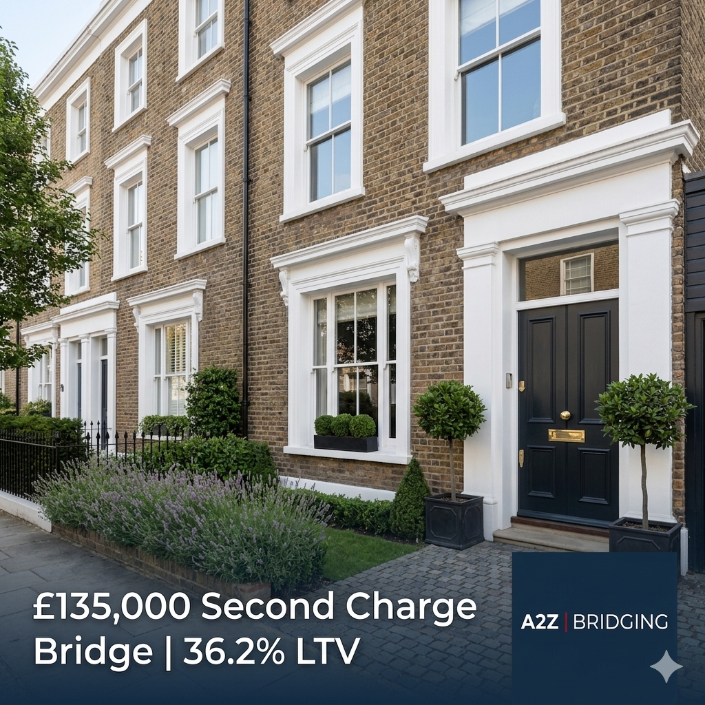 Second charge bridging loan London — £135,000 facility arranged by A2Z Bridging at 36.2% LTV