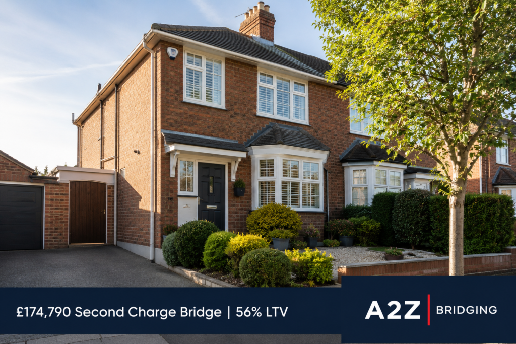 Second charge bridging loan secured against a residential house in Bedford at 56% LTV