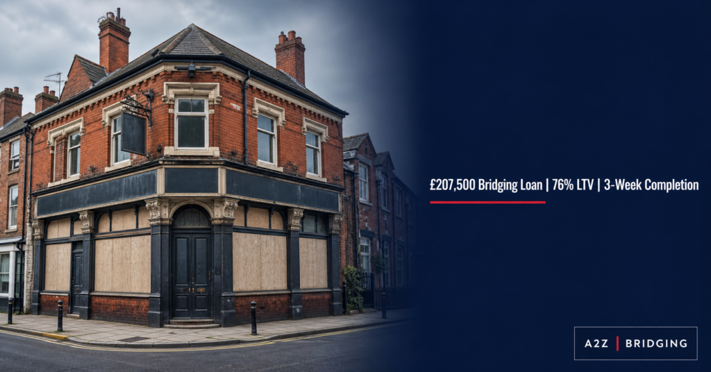 Derelict pub in Leicester financed with a £207,500 bridging loan at 76% LTV, completed in 3 weeks